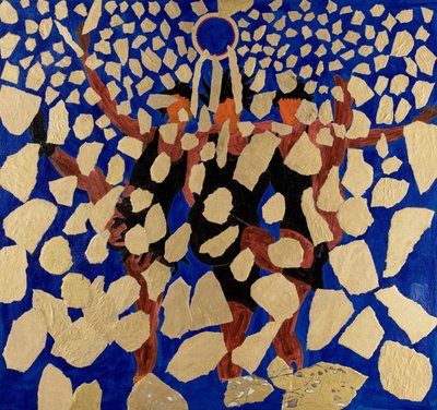 Rhenflickor som hånar Alberich, Wagners ringcykel (collage) av Dione Verulam