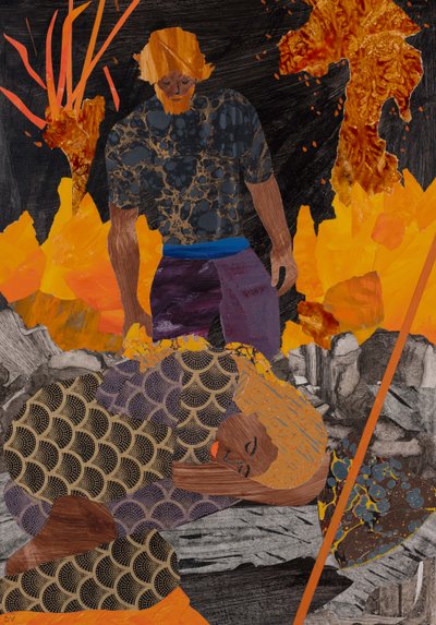 Siegfried hittar Brunnhilde, Wagners ringcykel (collage) av Dione Verulam