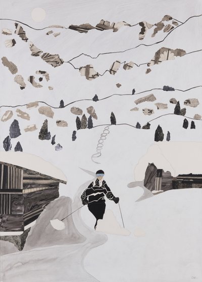 Skidåkning till lunch (collage) av Dione Verulam