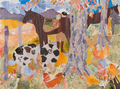 Början på dagen, Pyrenéerna, 2016 (collage) av Dione Verulam