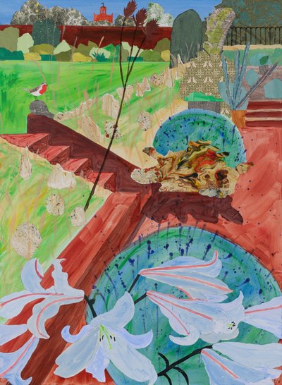 Sommarliljor (collage) av Dione Verulam