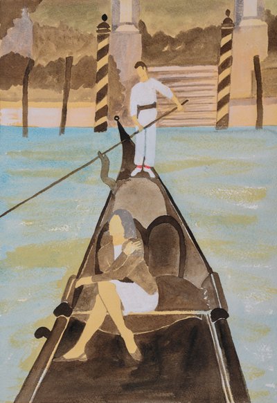 Venedig på väg ut, 2025 (akvarell och tusch) av Dione Verulam