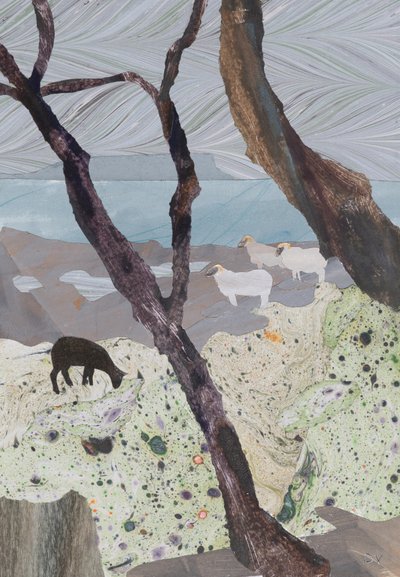 Våt dag vid havet (collage) av Dione Verulam