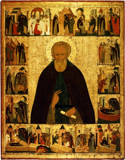 Den helige Dmitrij Prilutskij med scener ur hans liv, ca 1503 av Dionysius