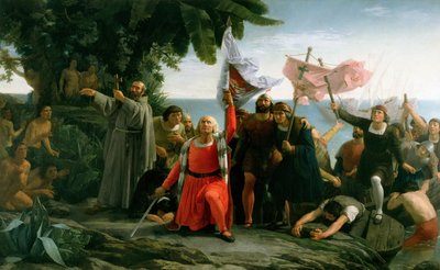 Christopher Columbus första landning i Amerika, 1862. av Dioscoro Teofilo Puebla Tolin