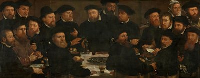 Bankett för arton Amsterdamgardister från Squad L, känd som "The Abborre Eaters", 1566 av Dirck Barendsz