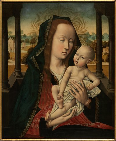 Our Lady with Child (olja på panel) av Dirck Bouts