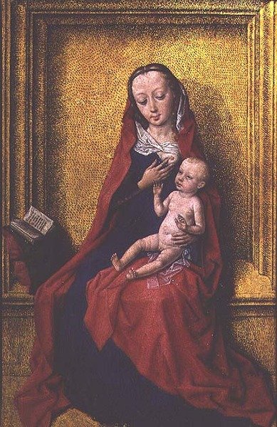 Jungfrun och barnet i en stennisch, ca 1465-75 (olja på panel) av Dirck Bouts