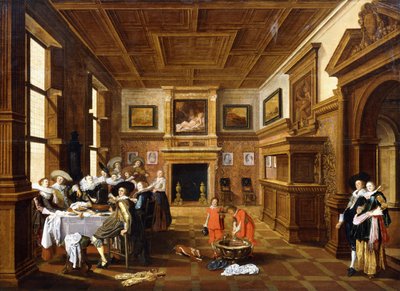 Ett glatt sällskap i ett inre, av Dirck Hals