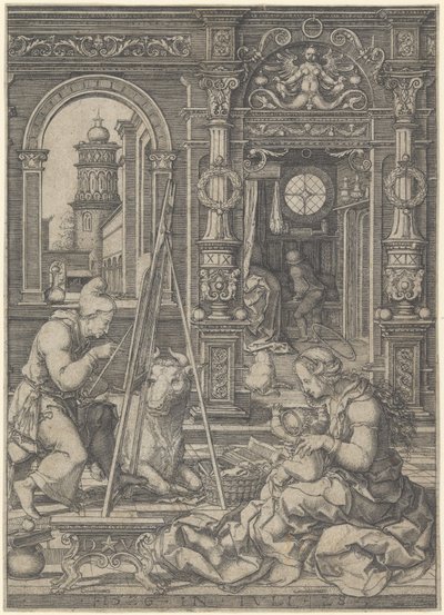 Saint Luke målar jungfrun, 1526. av Dirck Vellert