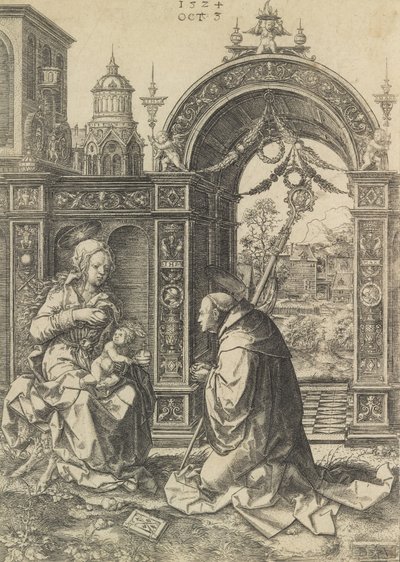 St. Bernard som tillber Kristusbarnet, 5 oktober 1524. av Dirck Vellert