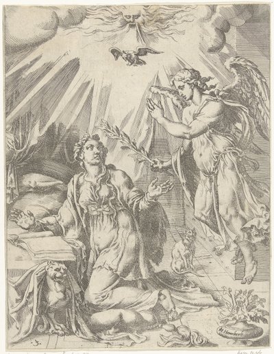 Tillkännagivande Mänsklighetens fall och återlösning genom Kristi liv och lidande (serietitel) av Dirck Volckertsz. Coornhert (attributed to)