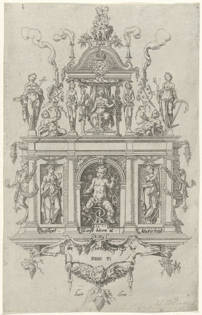 Blazon från Haarlems retorikkammare De Wijngaertrancken av Dirck Volckertsz. Coornhert (attributed to)