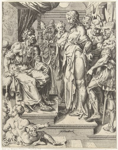 Kristus före Herodes Fallet och mänsklighetens återlösning genom Kristi liv och lidande (serietitel) av Dirck Volckertsz. Coornhert (attributed to)