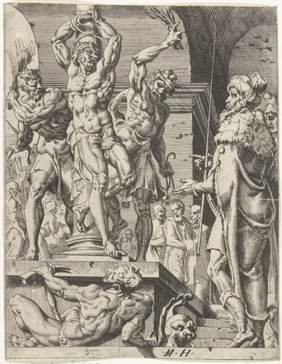 Kristi flagellation Mänsklighetens fall och återlösning genom Kristi liv och lidande (serietitel) av Dirck Volckertsz. Coornhert (attributed to)