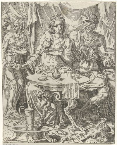 Judith och Holofernes njuter av en fest Judith och Holofernes (serietitel) av Dirck Volckertsz. Coornhert (attributed to)