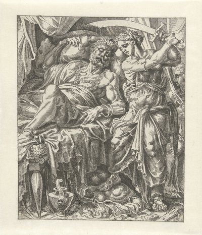 Judit Onthoofdt Holofernes Judith i Holofernes (serietitel) av Dirck Volckertsz. Coornhert (attributed to)