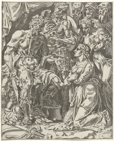 Judith voor Holofernes Judith i Holofernes (serietitel) av Dirck Volckertsz. Coornhert (attributed to)