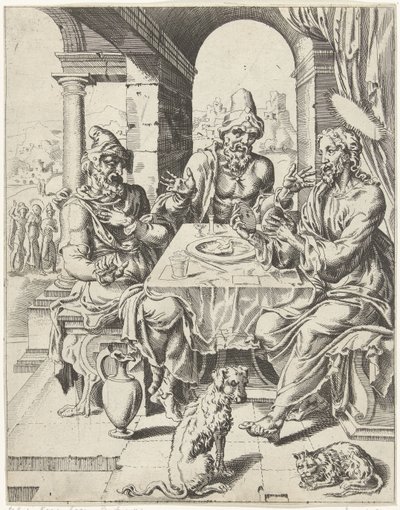 Måltid i Emmaus Fall och mänsklighetens återlösning genom Kristi liv och lidande (serietitel) av Dirck Volckertsz. Coornhert (attributed to)