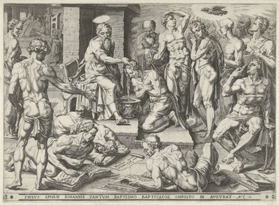 Paulus döper invånarna i Efesos av Dirck Volckertsz. Coornhert (attributed to)