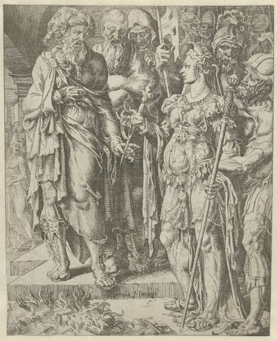 Tamar visar upp säkerheten History of Judah and Tamar (serietitel) av Dirck Volckertsz. Coornhert (attributed to)