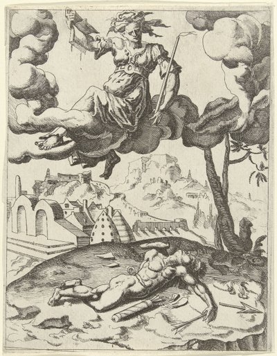 Tro erövrar sensuell kärlek Triumphs of Petrarch (serietitel) av Dirck Volckertsz. Coornhert (possibly)