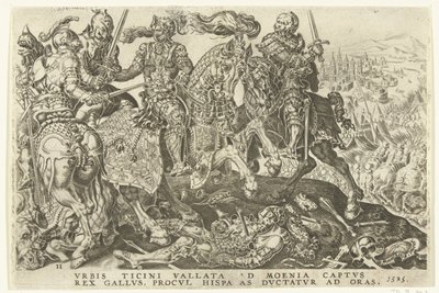 Tillfångatagandet av Francis I i slaget vid Pavia, 1525 Victories of Charles V (serietitel) Divi Caroli. v. imp. välja. max. victoriae, ex multis praecipuae (serietitel) av Dirck Volckertsz. Coornhert (possibly)