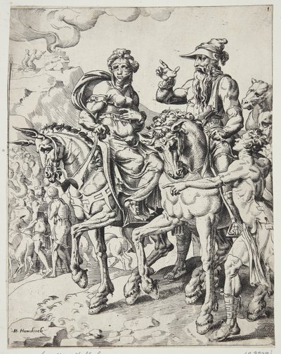 Abraham och Sara på väg in i Egypten av Dirck Volckertsz. Coornhert