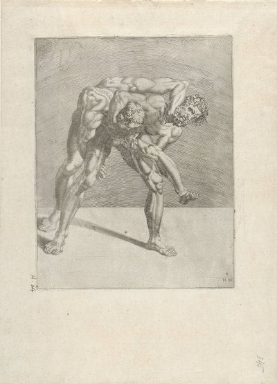 Två brottare Wrestlers (serietitel) av Dirck Volckertsz. Coornhert