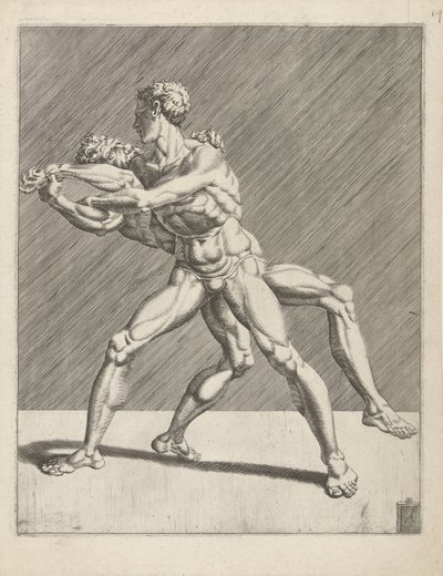 Två brottare Wrestlers (serietitel) av Dirck Volckertsz. Coornhert