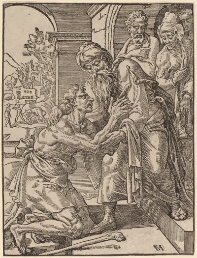 Den förlorade sonens återkomst av Dirck Volckertz Coornhert after Maerten van Heemskerck