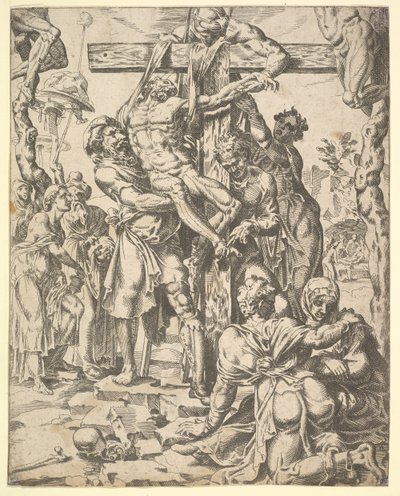 Nedstigningen från korset, från mänsklighetens fall och frälsning genom livet och pa..., 1548. av Dirck Volkertsen Coornhert
