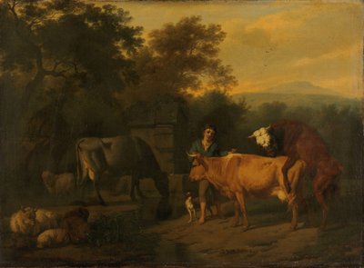 Landskap med herd och boskap av Dirck van Bergen