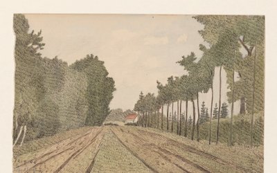 Landskap med en byggnad i fjärran av Dirk Arnoldus Tavenraat