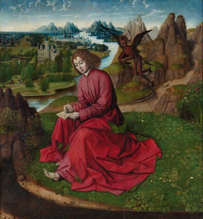 Sankt Johannes evangelisten på Patmos, ca 1465 av Dirk Bouts