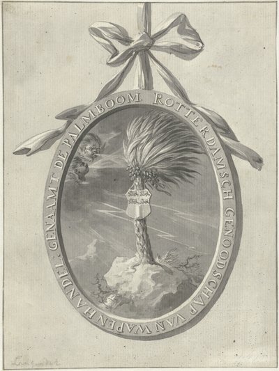 Emblem för Rotterdams motionsförening De Palmboom, 1785. av Dirk Langendijk