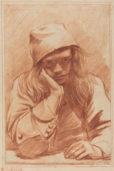 Självporträtt (röd krita) av Dirk Theodor Helmbrecker
