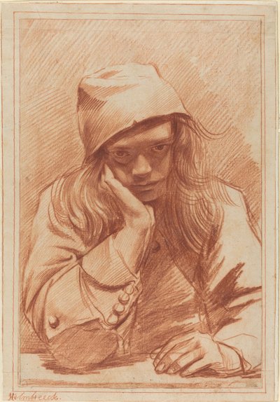 Självporträtt, ca 1633-96 (röd krita) av Dirk Theodor Helmbrecker