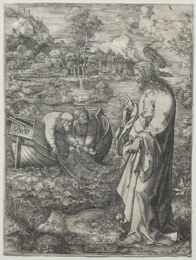 Jesus kallar till St. Peter och St. Andreas, 1523. av Dirk Vellert