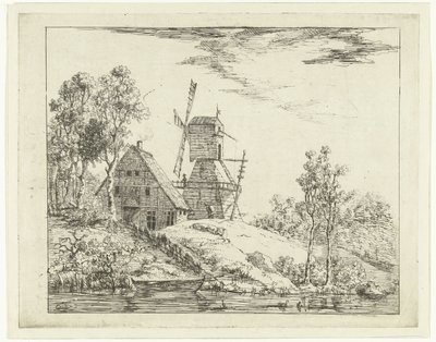 Landskap med gård och kvarn i Holstein av Dirk Vis Blokhuyzen