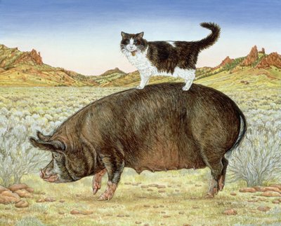 Piggyback-Riding at Breteche Creek, 1995 (akryl på panel) av Ditz