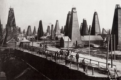 Oljekällor vid Baku vid Kaspiska havet, Ryssland, c1890 av Dmitri Ivanovich Yermakov
