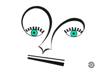 Alto clef face - ett ansikte ritat med hjälp av clef och annan musikalisk notation av Dmitri Smirnov