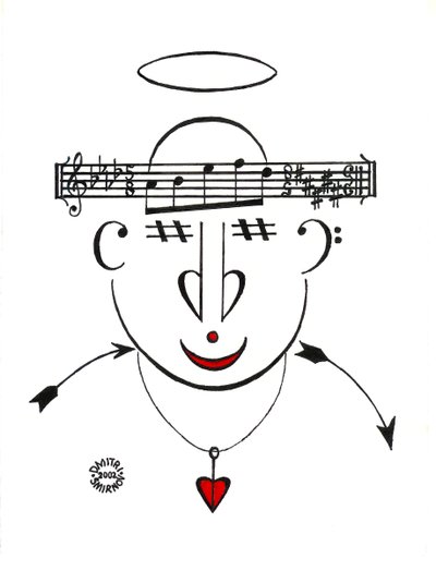 Dzen - ett ansikte som ritats med hjälp av musikalisk notation av Dmitri Smirnov