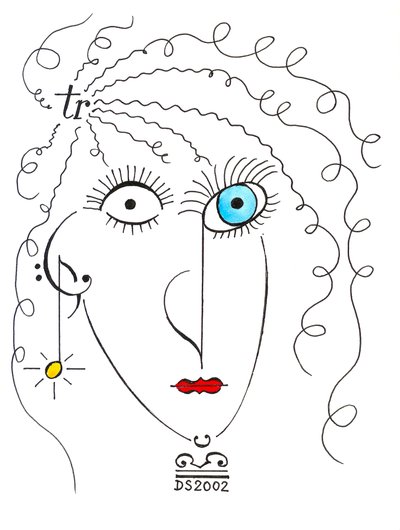 "Thrilling Lady" - ett kvinnoansikte ritat med hjälp av musikaliska notationer av Dmitri Smirnov