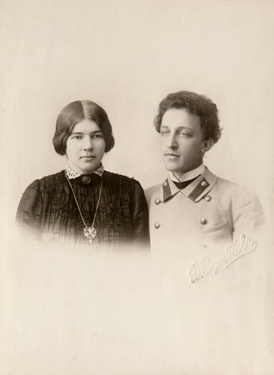 Alexander Blok, rysk poet, med sin fru Lyuba, ca 1900-talet av Dmitri Spiridonovich Zdobnov