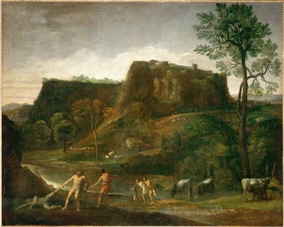 Herkules zieht Cacus aus seiner Höhle von Domenichino (1581-1641)