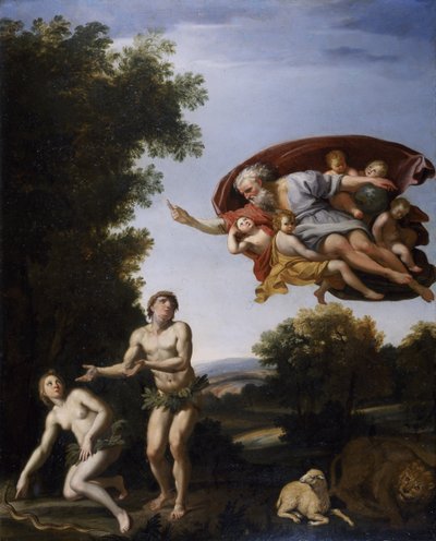 Utdrivningen av Adam och Eva (olja på duk) av Domenichino