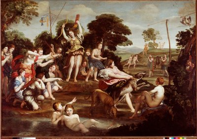 Jakten på Diana Målning av Domenico Zampieri dit Il Domenichino (1581-1641) 1617 Dim.218x312 cm Rom Galleria Borghese - Jakten på Diana, av Domenico Zampieri a.k.a Il Domenichino (1581-1641). Olja på duk, 218x312 cm av Domenichino