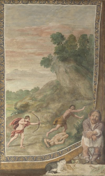 Apollon dödar kyklopfresken från Villa Aldobrandini, 1617-1618 av Domenichino